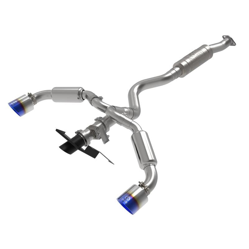 aFe 23-24 Toyota GR Corolla L3 1.6L (t) Gemini XV 3in to 2-1/2in Cat Back Exhaust w/ Blue Flame Tips-SR1 Performance