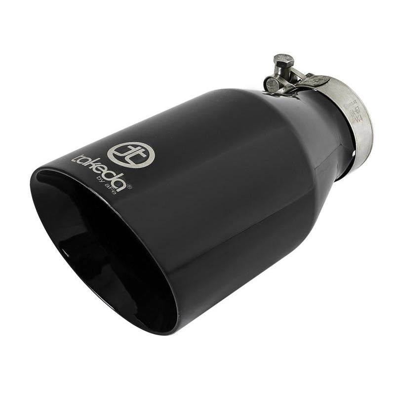 aFe Takeda 409 SS Clamp-On Exhaust Tip 2.5in. Inlet / 4.5in. Outlet / 9in. L - Black-SR1 Performance