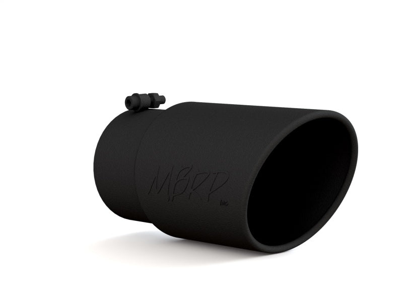 MBRP Universal Tip 6in O.D. Angled Rolled End 5 inlet 12 length - Black Finish-SR1 Performance