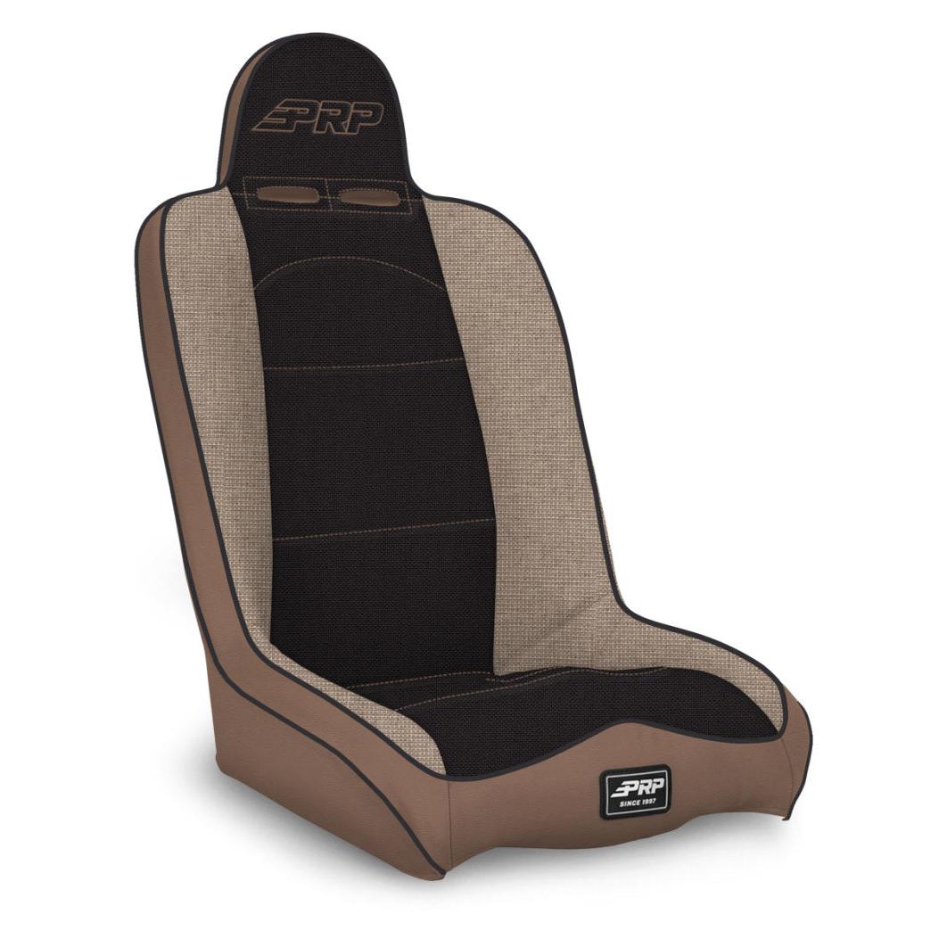 PRP Daily Driver High Back Suspension Seat (Two Neck Slots) - Tan / Black-SR1 Performance