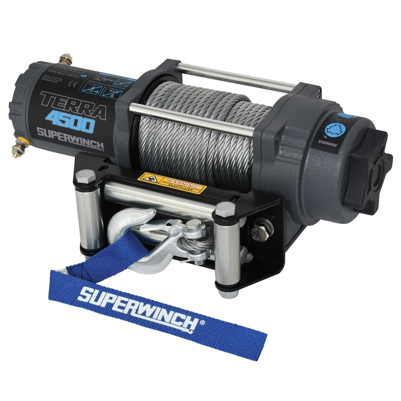 Superwinch 4500 LBS 12V DC 15/64in x 50ft Steel Rope Terra 4500 Winch - Gray Wrinkle-SR1 Performance