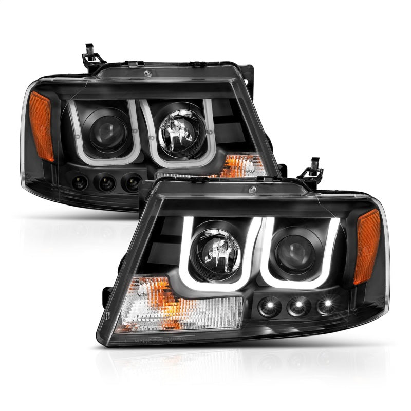 ANZO 2004-2008 Ford F-150 Projector Headlights w/ U-Bar Black-SR1 Performance