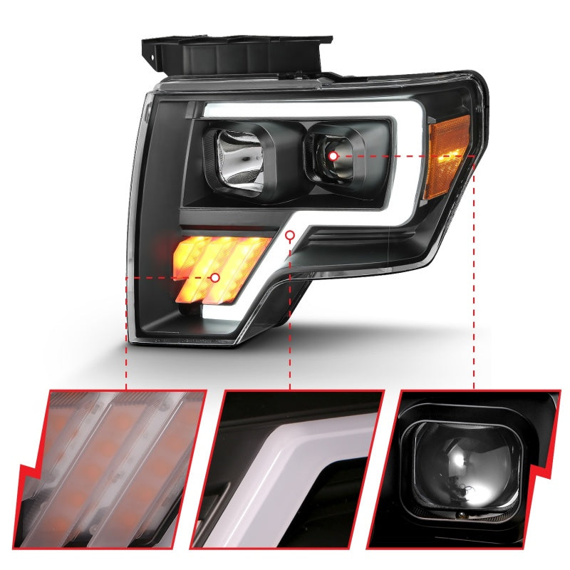 ANZO 2009-2014 Ford F-150 Projector Light Bar G4 H.L. Black Amber-SR1 Performance