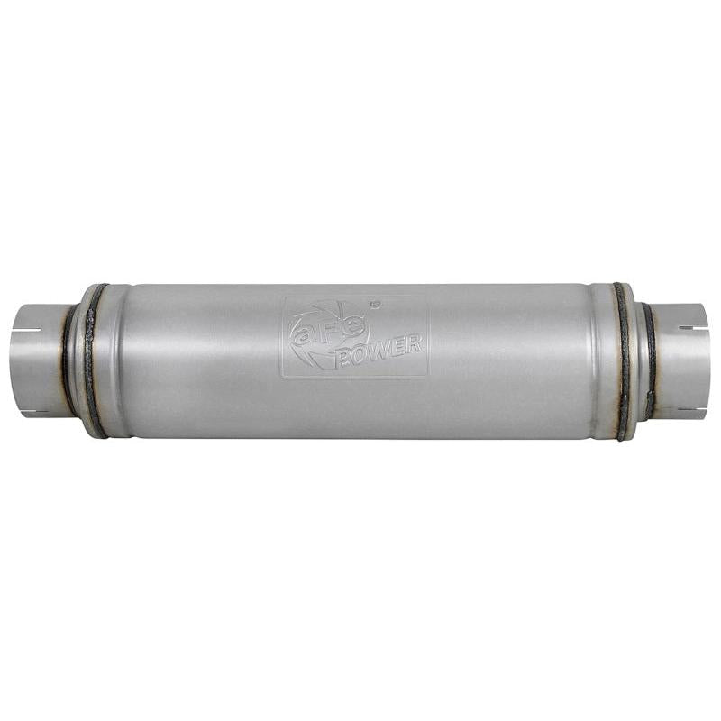 aFe ATLAS Aluminized Steel Muffler 5in Center/Center 24in L x 7in Diameter - Round Body-SR1 Performance