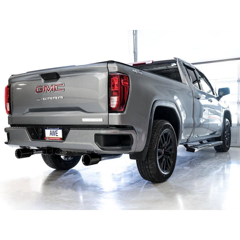 AWE Tuning 4th Gen GM 1500 5.3L 0FG Catback Split Rear Exit (Flat Bumper) - Dual Diamond Tips-SR1 Performance