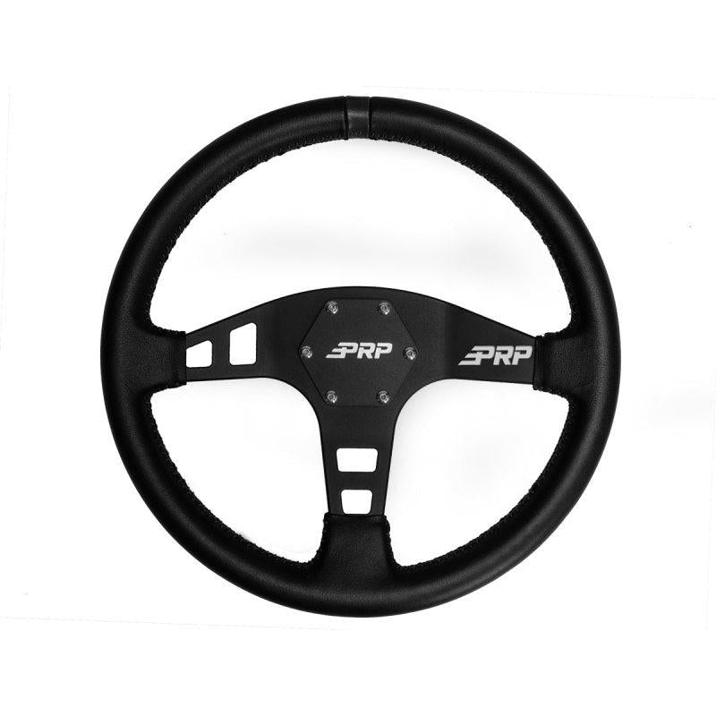 PRP Flat Leather Steering Wheel- Black-SR1 Performance