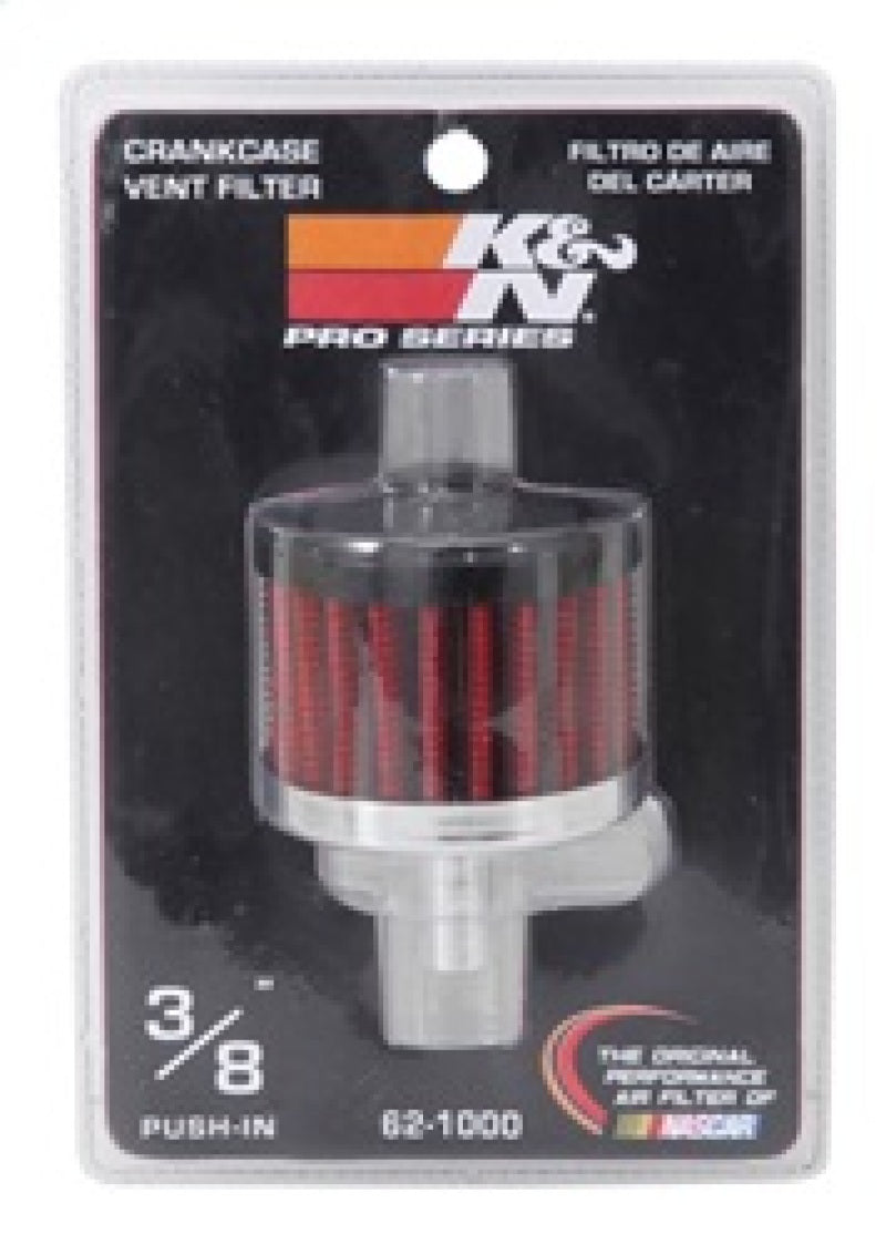 K&N Steel Base Crankcase Vent Filter 0.375in Vent OD x 2in OD x 1.5in Height-SR1 Performance