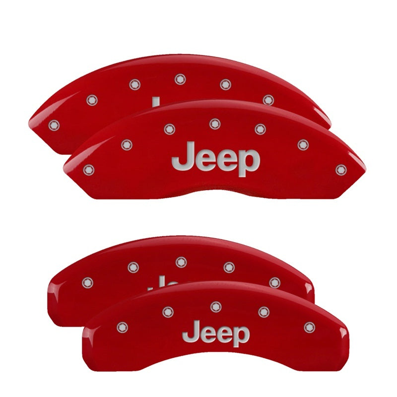 MGP 4 Caliper Covers Engraved Front & Rear JEEP Red finish silver-SR1 Performance