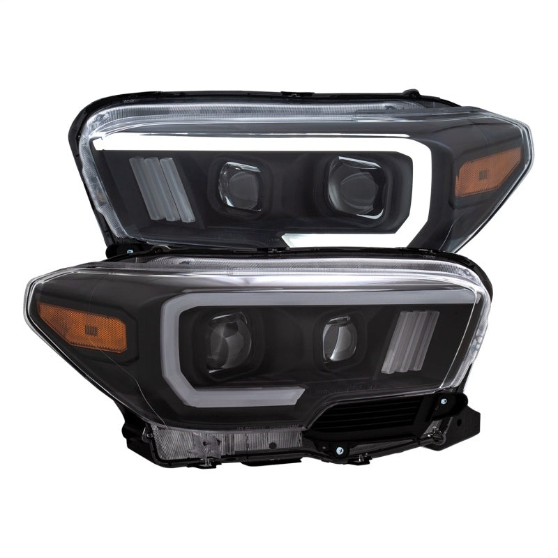 ANZO 2016-2017 Toyota Tacoma Projector Headlights w/ Plank Style Switchback Black w/ Amber w/ DRL-SR1 Performance