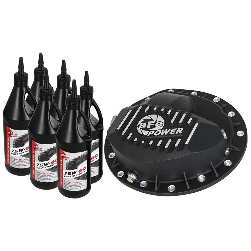 AFE Rear Differential Cover Black w/Machined Fins Nissan Titan XD 16-19 - w/Oil-SR1 Performance