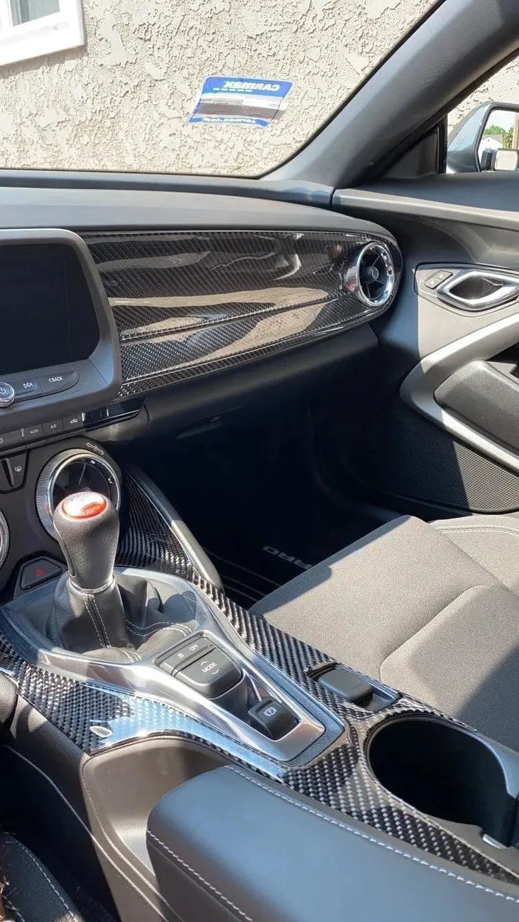 2016-2024 Camaro Carbon Fiber Passenger Dashboard Overlay - carbonaddons Carbon Fiber Parts, Accessories, Upgrades, Mods