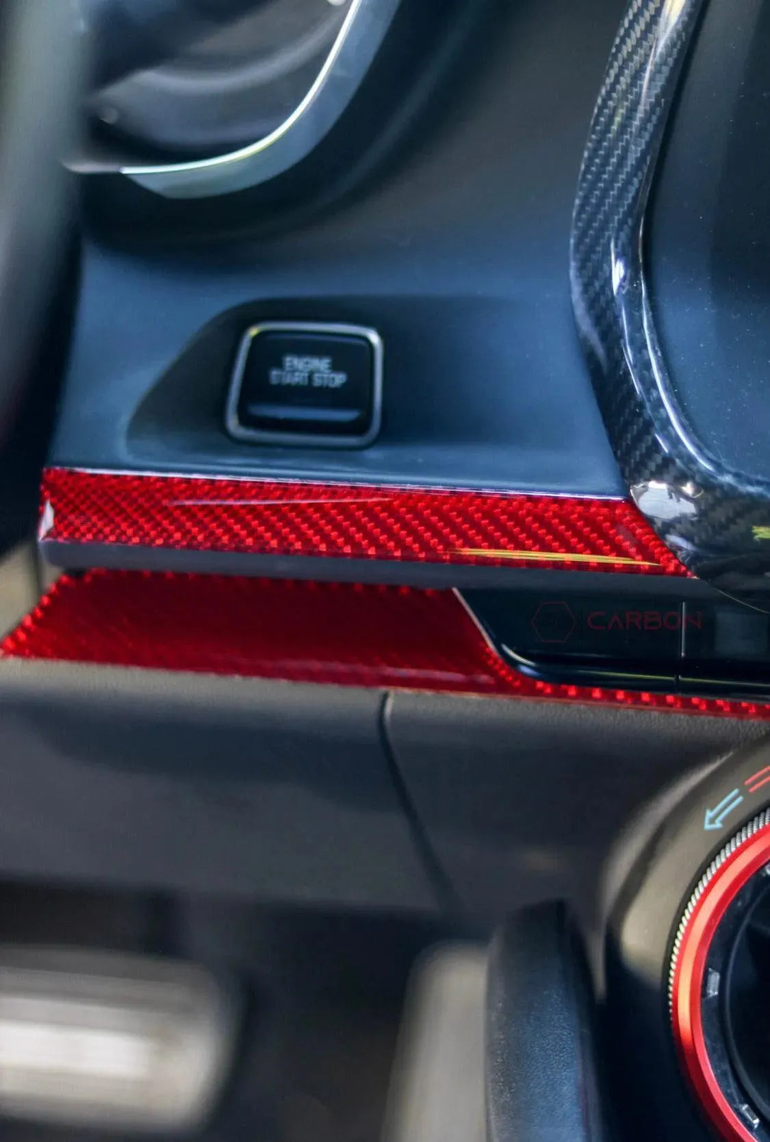 2016-2024 Camaro Real Carbon Fiber Lower Dashboard Overlay - carbonaddons Carbon Fiber Parts, Accessories, Upgrades, Mods