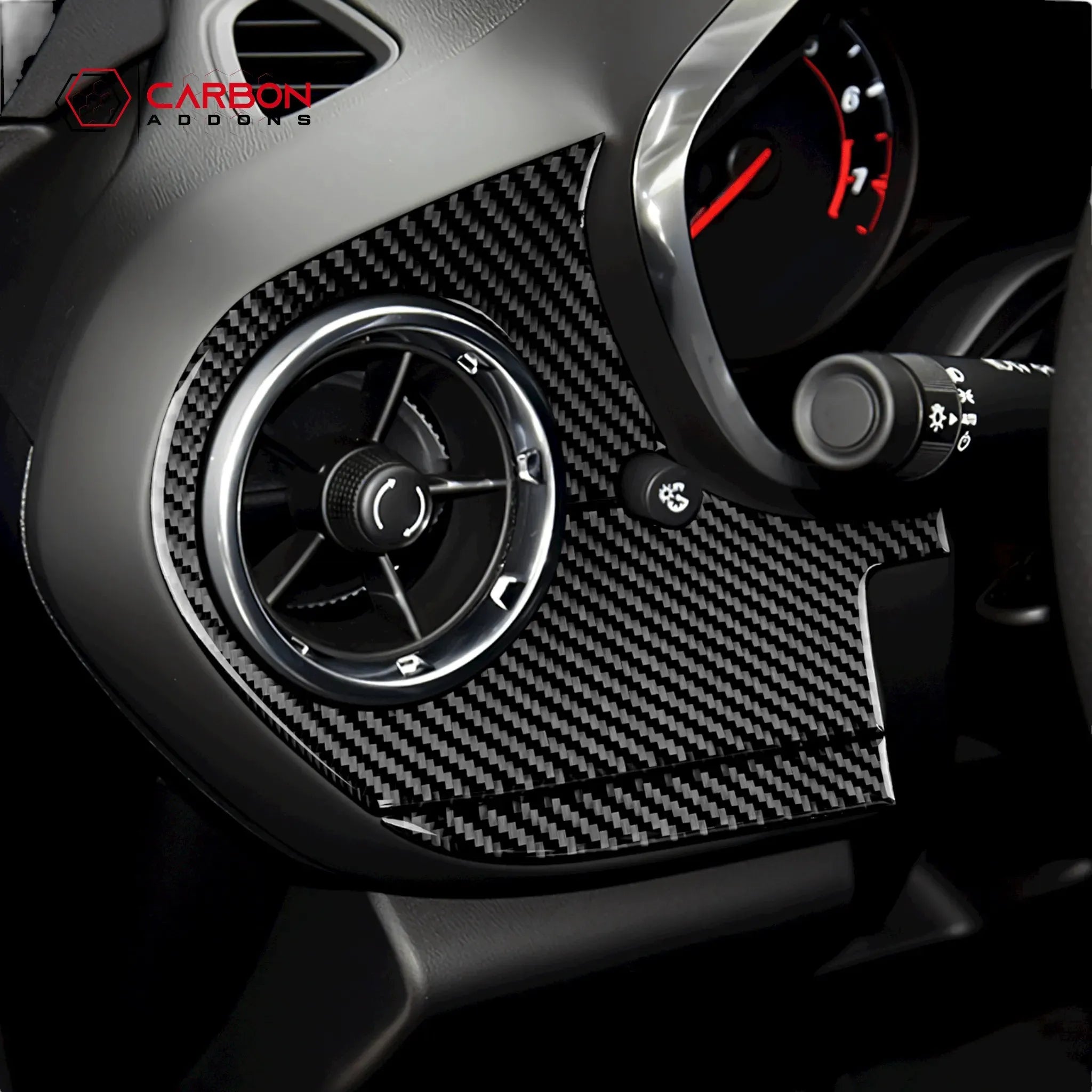2016-2024 Chevy Camaro Real Carbon Fiber Driver Side Dash Overlay - carbonaddons Carbon Fiber Parts, Accessories, Upgrades, Mods