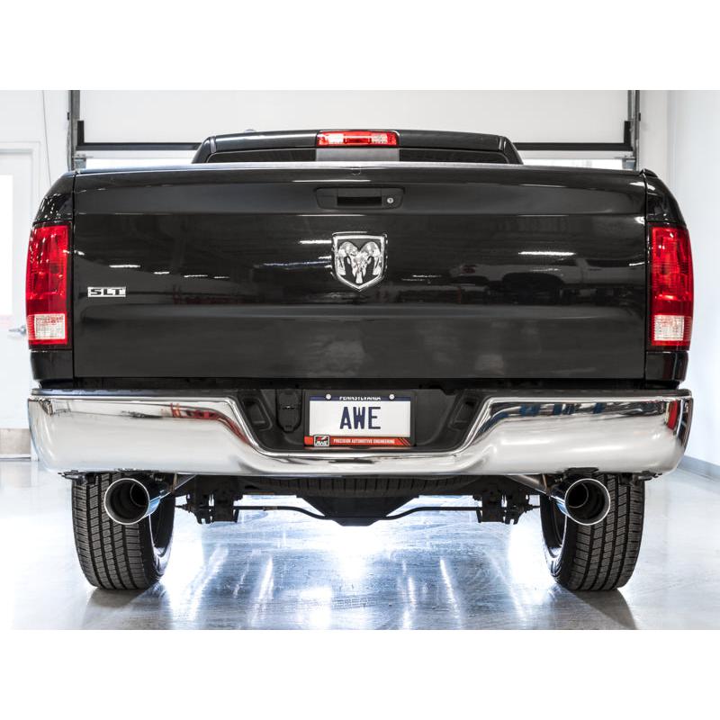 AWE Tuning 09-18 RAM 1500 5.7L (w/o Cutout) 0FG Dual Rear Exit Cat-Back Exhaust - Chrome Silver Tips-SR1 Performance
