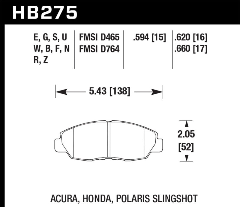 Hawk 1997-1997 Acura CL 2.2 HPS 5.0 Front Brake Pads-SR1 Performance