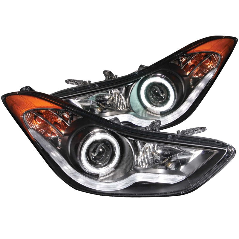 ANZO 2011-2014 Hyundai Elantra Projector Headlights w/ Halo Black (CCFL)-SR1 Performance