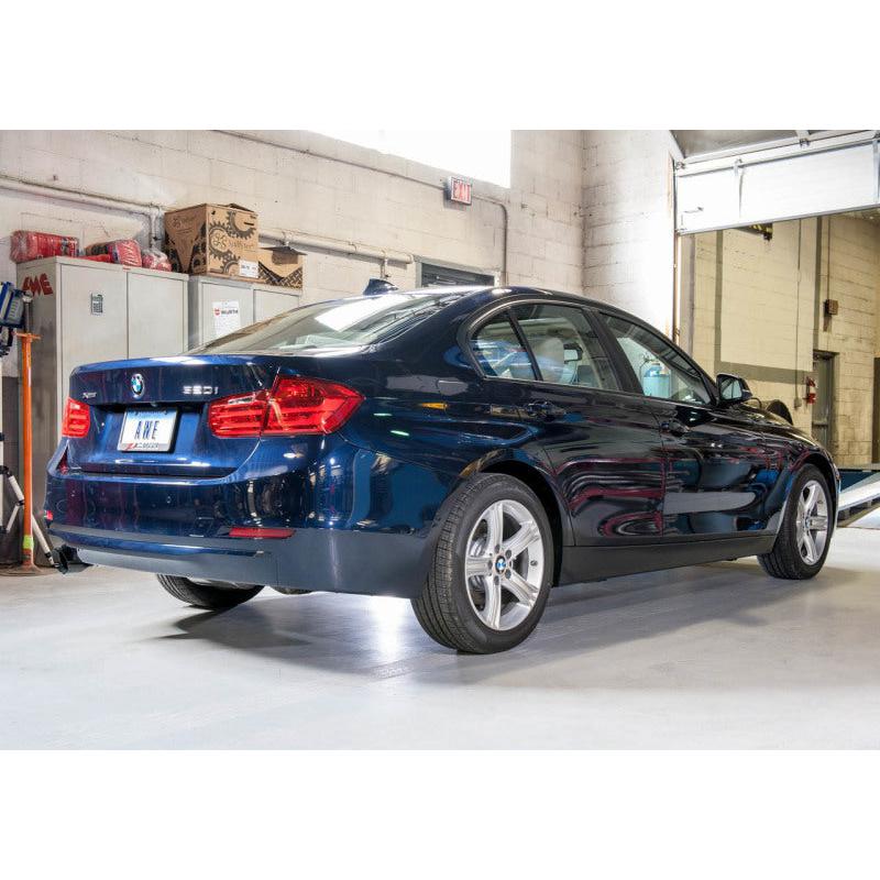 AWE Tuning 13-18 BMW 320i (F30) Touring Edition Exhaust w/ Performance Mid Pipe - Diamond Blk Tips-SR1 Performance