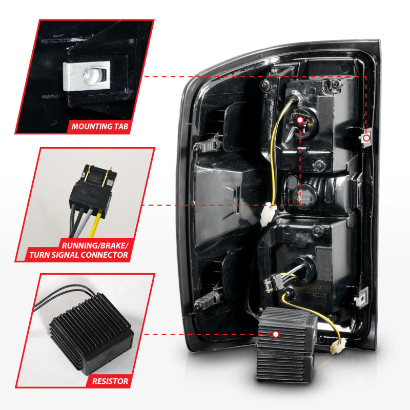 ANZO 15-19 Chevrolet Silverado 2500 HD/3500 HD LED Taillight w/ Sequential Black Housing/Smoke Lens-SR1 Performance