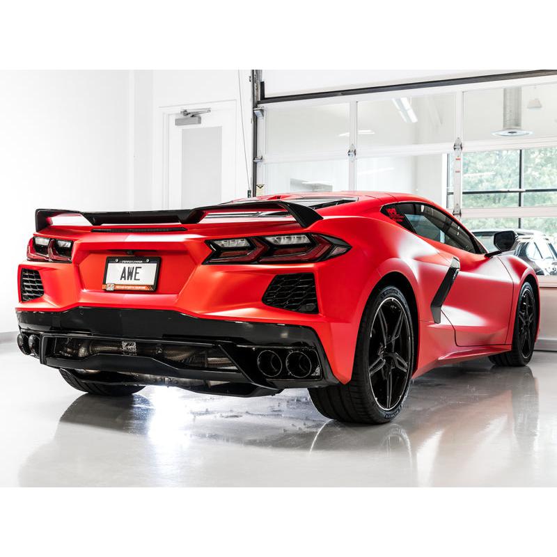 AWE Tuning 2020 Chevrolet Corvette (C8) Touring Edition Exhaust - Quad Diamond Black Tips-SR1 Performance