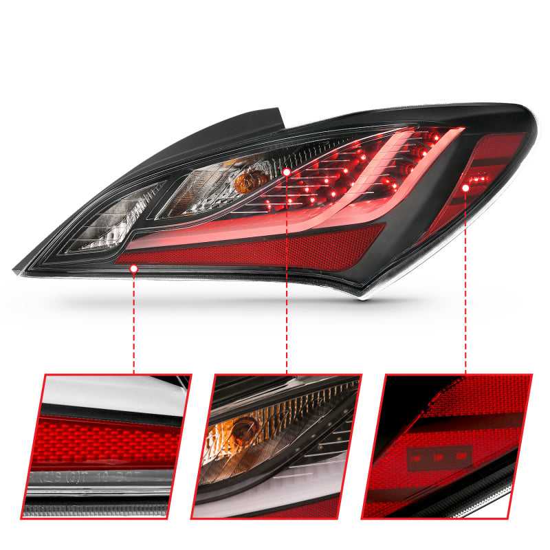 ANZO 10-13 Hyundai Genesis 2DR LED Taillights Smoke-SR1 Performance