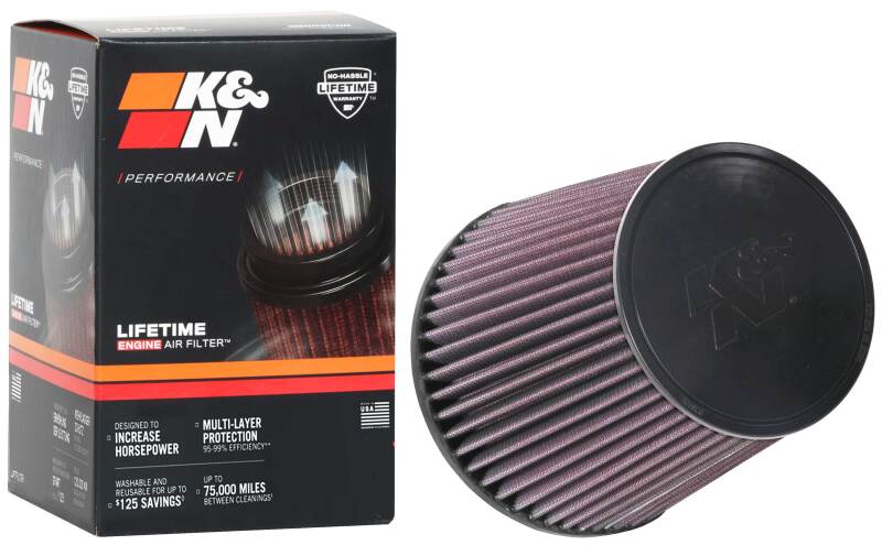 K&N Universal Clamp-On Air Filter 5in FLG / 6-1/2in B / 5in T / 6-1/2in H-SR1 Performance