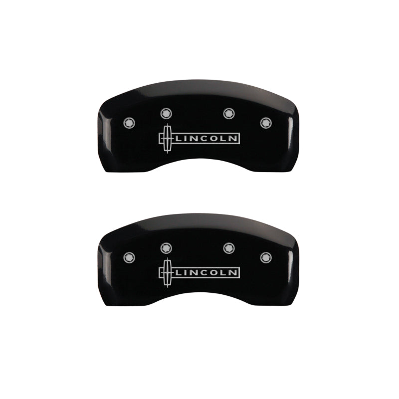 MGP 4 Caliper Covers Engraved Front & Rear Lincoln Black finish silver-SR1 Performance