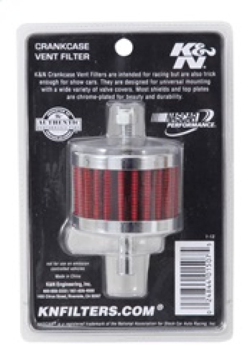 K&N Steel Base Crankcase Vent Filter 3/8in OD Tube 2in OD 1-1/2in Height-SR1 Performance