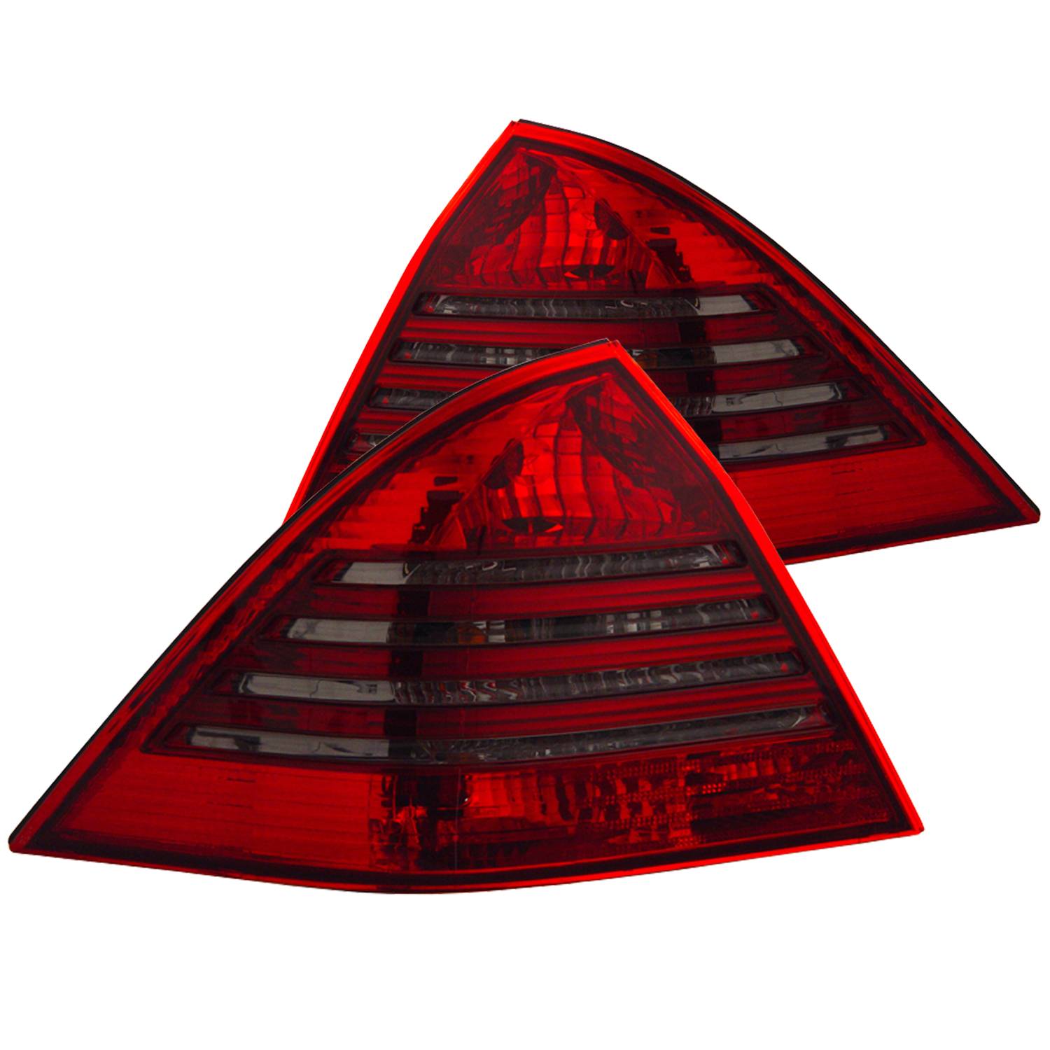 MBZ C CLASS W203 00-03 4DR C230/C240/C320/C55/C32 / 04 C-CLASS 6 PIN SOCKET TAIL LIGHTS CHROME RED/SMOKE LENS