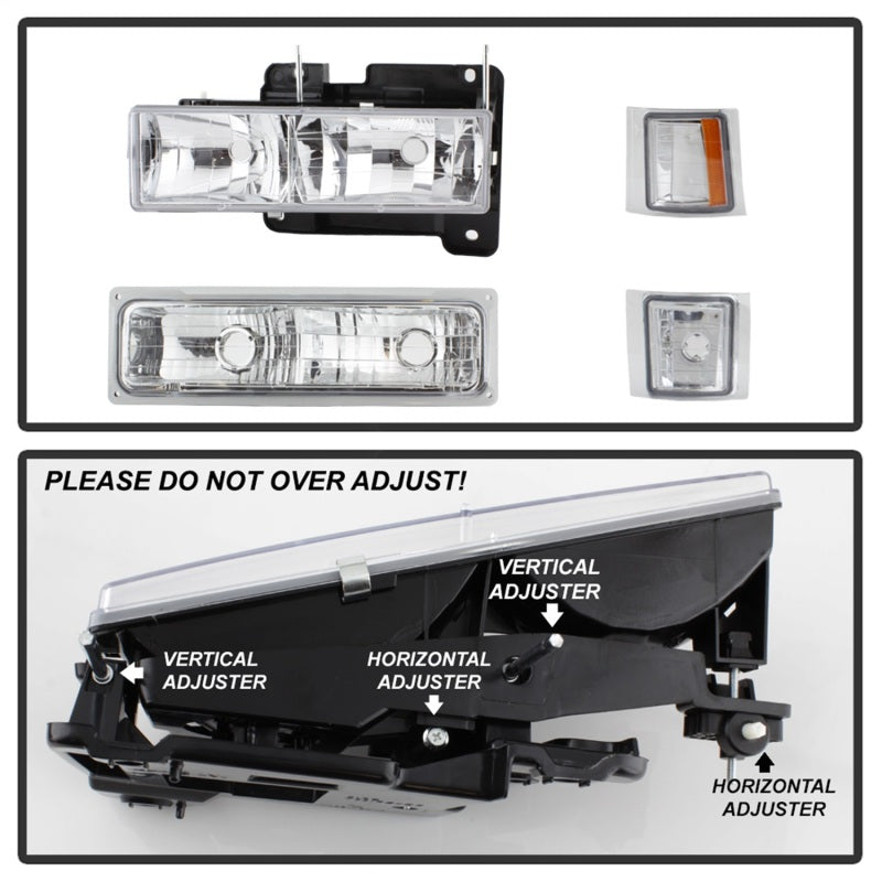 Xtune Chevy Suburban 94-98 Headlights w/ Corner & Parking Lights 8pcs Chrome HD-JH-CCK88-AM-C-SET-SR1 Performance