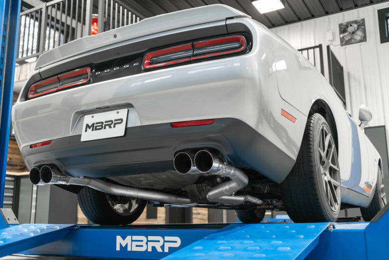 MBRP 15-16 Dodge Challenger 5.7L HEMI SS 3in Quad Split Rear Exit w/ Carbon Fiber Tips - T304-SR1 Performance