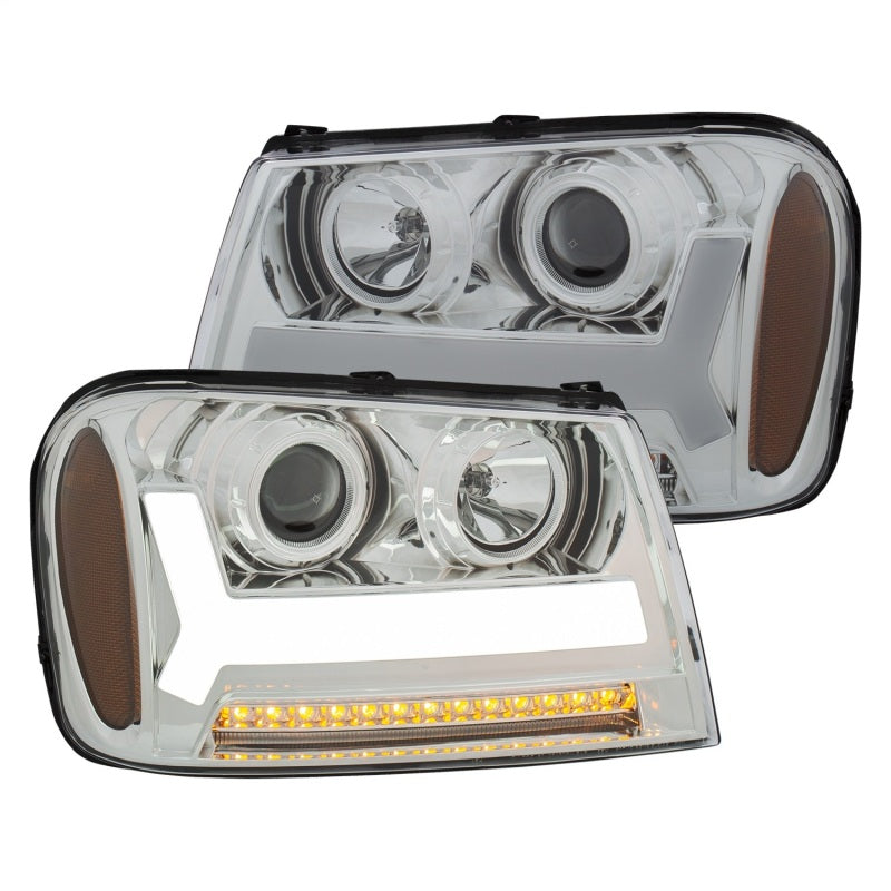 ANZO 2006-2009 Chevrolet Trailblazer Projector Headlights w/ Plank Style Design Chrome w/ Amber-SR1 Performance