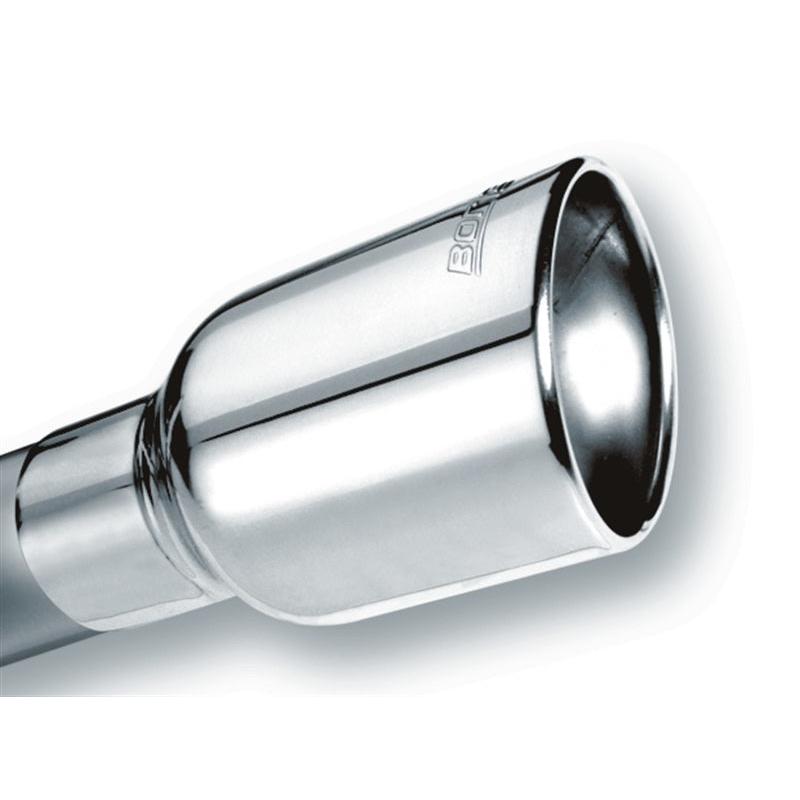 Borla Universal Polished Tip Single Oval Rolled Angle-Cut w/Clamp (inlet 2 1/2in. Outlet 4 1/4 x 3 1-SR1 Performance