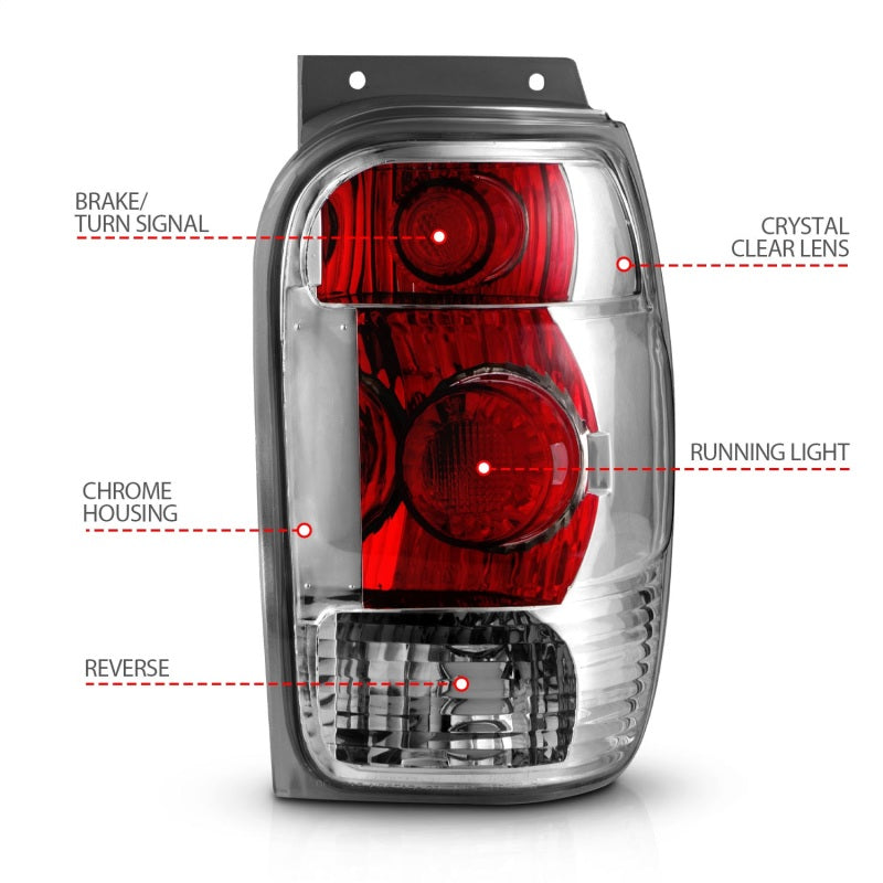 ANZO 1998-2001 Ford Explorer Taillights Chrome-SR1 Performance