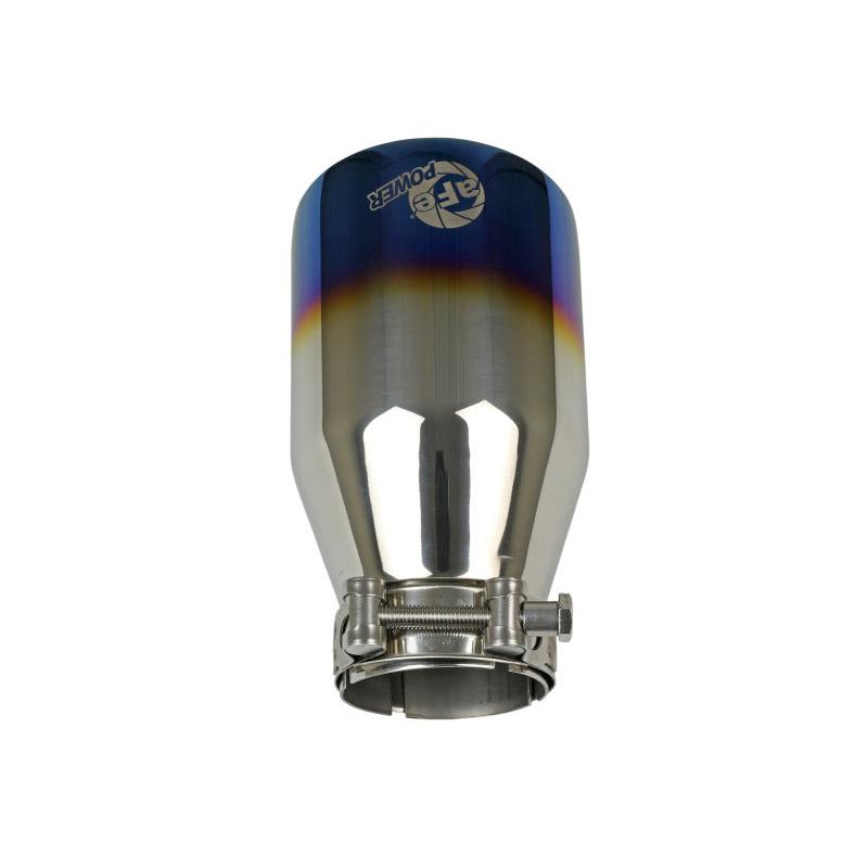 aFe Mach Force XP 304 Stainless Steel Clamp-On Exhaust Tip 2.5in Inlet / 4in Outlet - Blue Flame-SR1 Performance