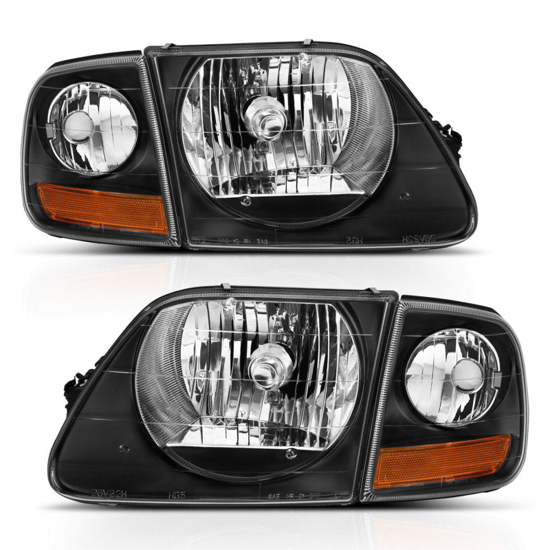 ANZO 1997-2003 Ford F150 Crystal Headlight Black w/ Parking Light-SR1 Performance