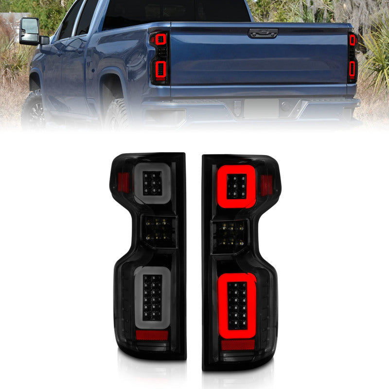 Anzo 19-21 Chevy Silverado Full LED Tailights Black Housing Smoke Lens G2 (w/C Light Bars)-SR1 Performance
