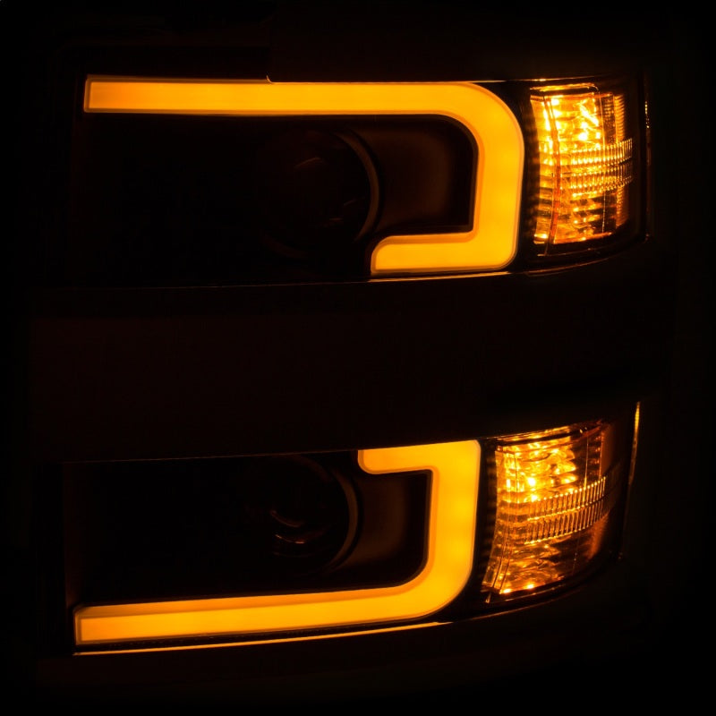 ANZO Projector Headlights 15-17 Chevrolet Silverado 2500HD / 3500HD Black w/ Chrome Rim-SR1 Performance