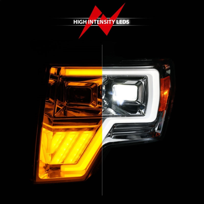 ANZO 09-14 Ford F-150 Full LED Proj Headlights w/Initiation Feature - Chrome-SR1 Performance