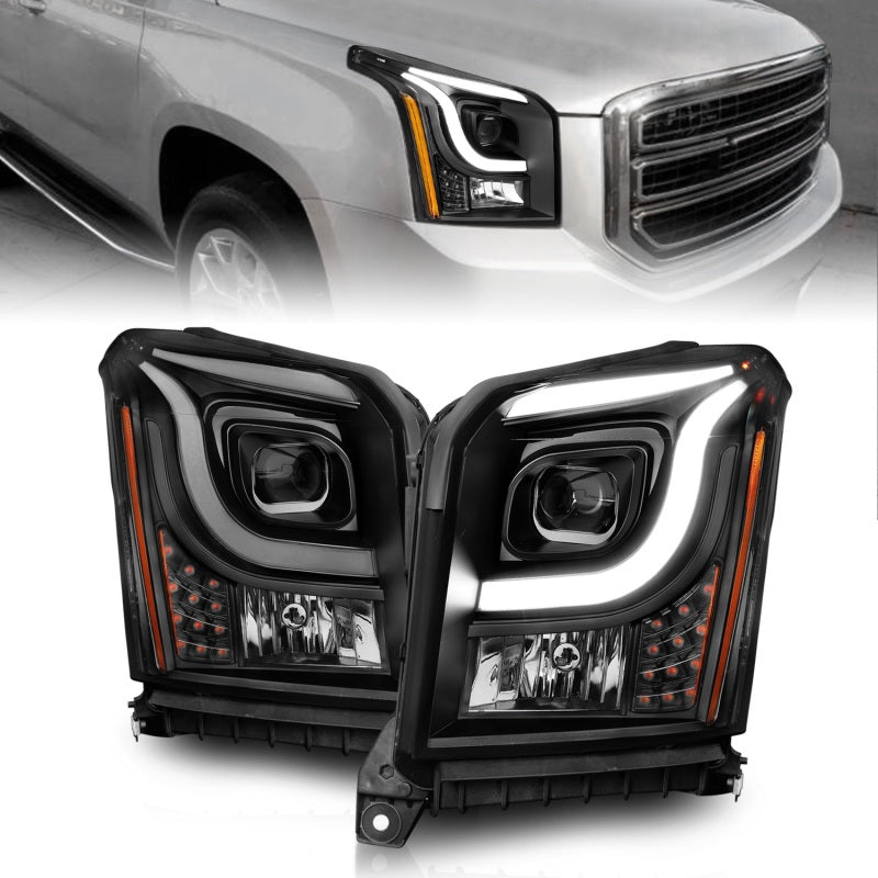 Anzo 15-17 GMC Yukon/Yukon XL Projector Headlights Black Housing/Clear Lens (w/ Light Bars)-SR1 Performance