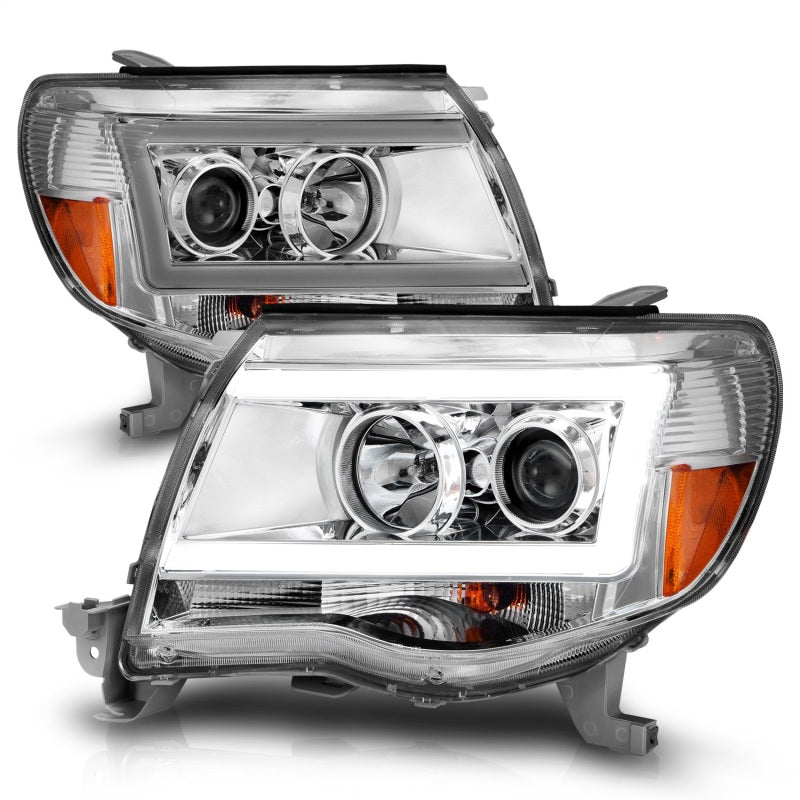 ANZO 2005-2011 Toyota Tacoma Projector Headlights w/ Light Bar Chrome Housing-SR1 Performance