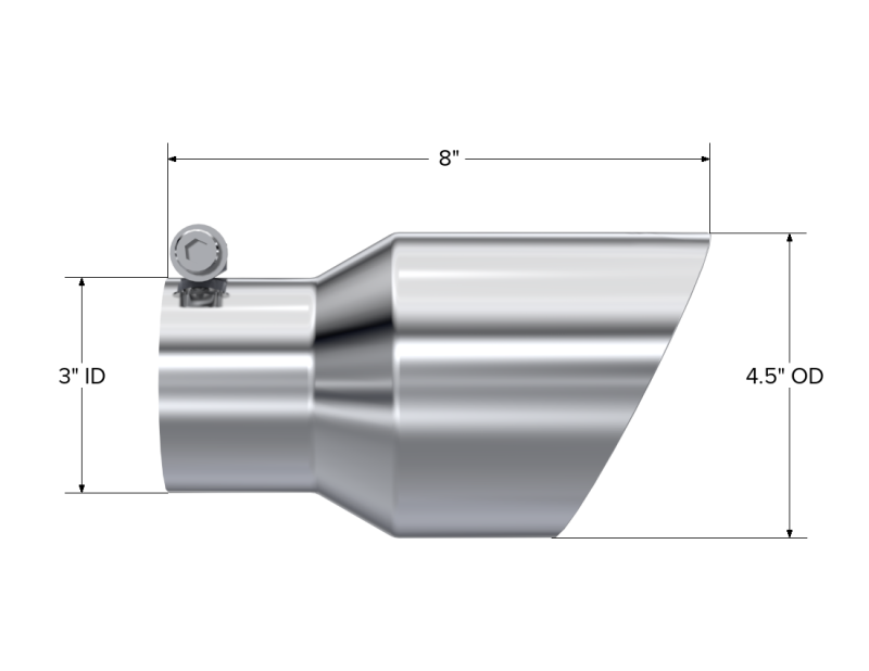 MBRP Universal Tip 4.5in O.D. Dual Wall Angled 3in inlet 8in length T304-SR1 Performance