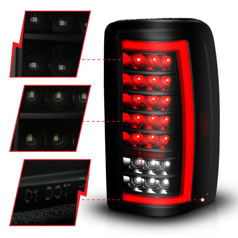 ANZO 00-06 Chevrolet Tahoe / GMC Yukon Full LED Taillights w/ Lightbar Black Housing/Smoke Lens-SR1 Performance