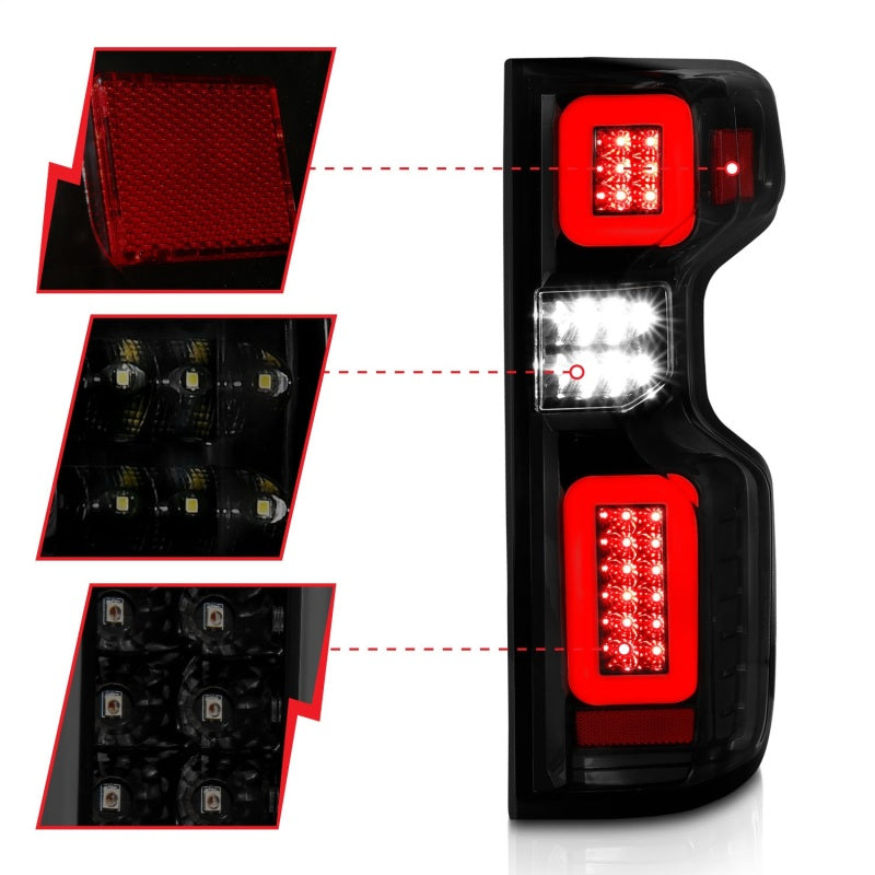 Anzo 19-21 Chevy Silverado Full LED Tailights Black Housing Smoke Lens G2 (w/C Light Bars)-SR1 Performance