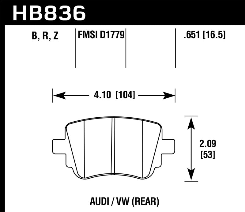 Hawk 15-17 Volkswagen Golf / 15-16 Volkswagen Golf GTI HPS 5.0 Rear Brake Pads-SR1 Performance