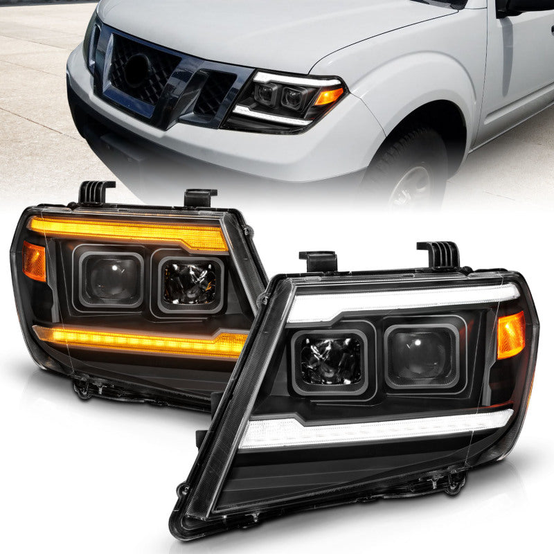 ANZO 09-20 Nissan Frontier Black Projector Plank Style DRL w/ Switchback & Sequential LED DRL-SR1 Performance