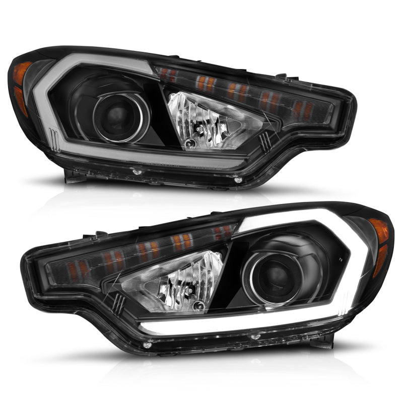 ANZO 2014-2016 Kia Forte Projector Headlights w/ Light Bar Black Housing w/ DRL-SR1 Performance