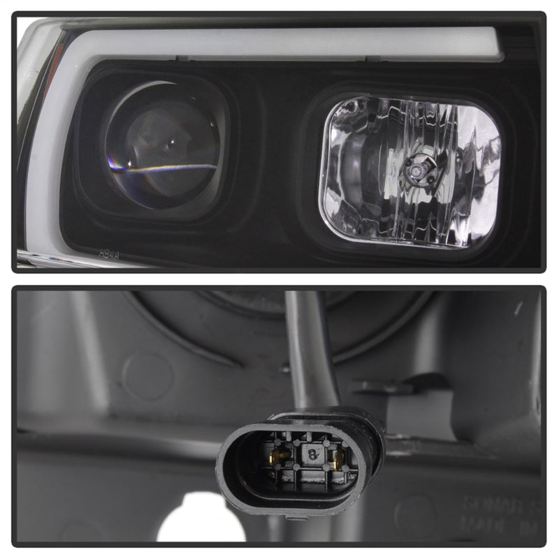 Spyder 99-04 Jeep Grand Cherokee Projector Headlights - Light Bar DRL LED - Black-SR1 Performance