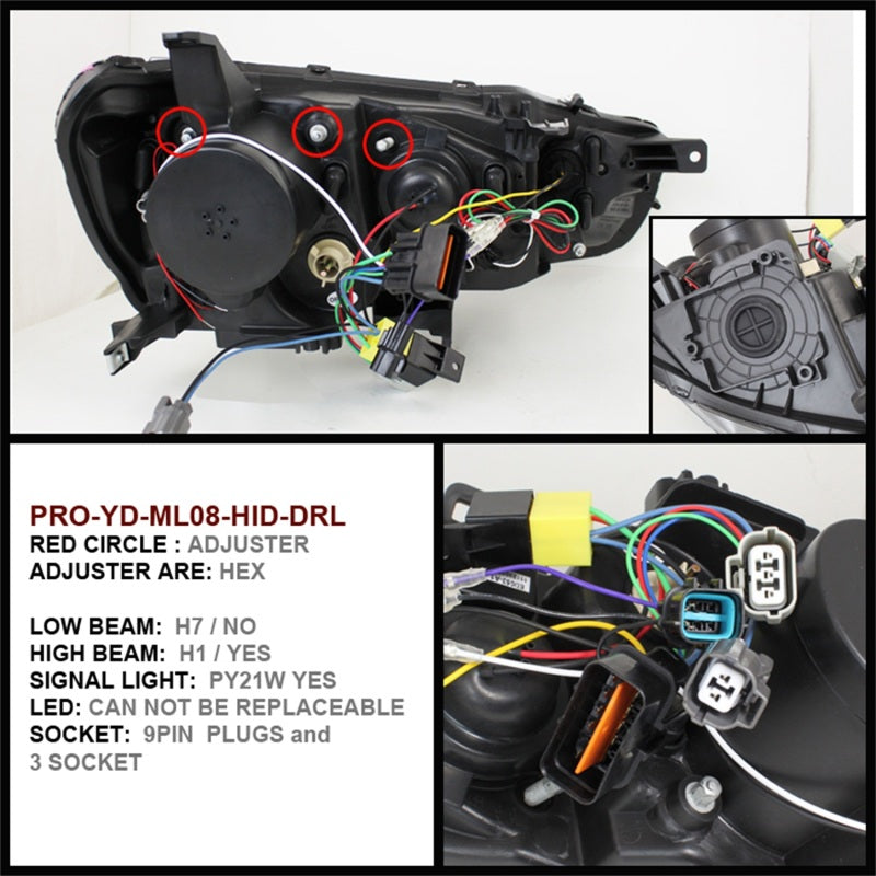 Spyder Mitsubishi Lancer/EVO-10 08-14 Projector Xenon/HID- LED Halo DRL Blk PRO-YD-ML08-HID-DRL-BK-SR1 Performance