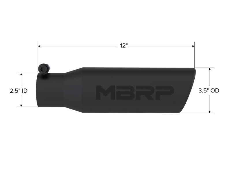 MBRP Universal Tip 3in O.D. Angled Rolled End 2 inlet 12 length - Black Finish-SR1 Performance