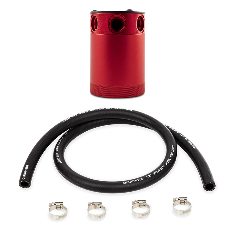 Mishimoto Assembled Universal 3-Port Catch Can Red w/ Hose-SR1 Performance